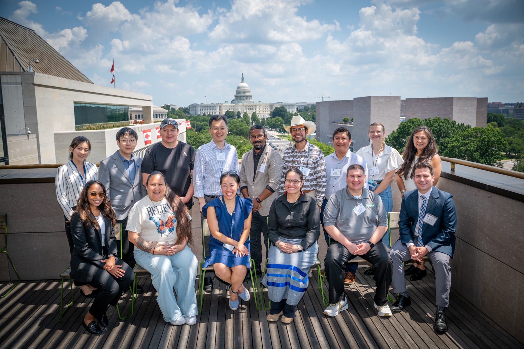 Data Science Training Institute participants gathered on a terrace overlooking the U.S. Capitol.